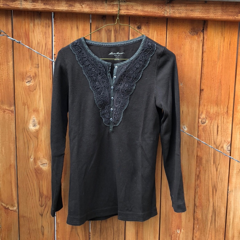 Eddie Bauer Long Sleeved, Henley Shirt. Size Small